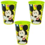 Set 3 Pahare din Plastic cu Model Mickey Mouse