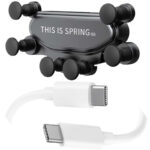 Suport Auto pentru Telefon cu Prindere pe Grila Ventilatie Suport telefon auto pe grila ventilatie cu cablu usb type c la type c 1m fast charging disponibil la Mercaton pentru stabilitate si incarcare rapida. Comanda acum
