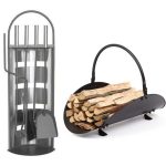 Accesorii semineu inox cu suport 66 cm si cos lemne 48 cm disponibile la Mercaton