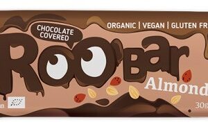 Baton cu migdale invelit in ciocolata bio 30g Roobar