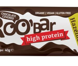 Baton proteic cu alune de padure invelit in ciocolata bio 40g Roobar