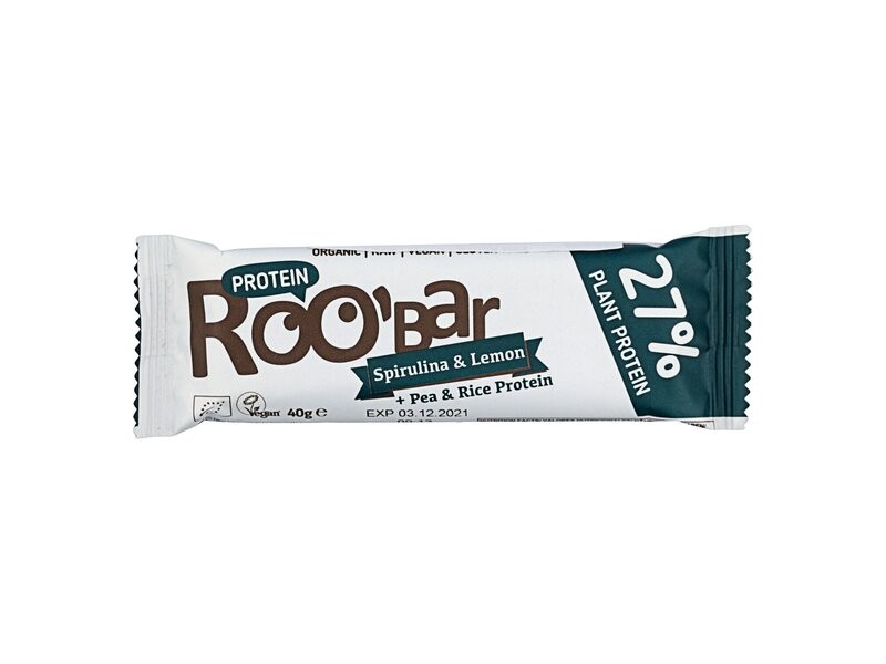 Baton proteic spirulina lamaie raw eco 40g Roobar Baton proteic spirulina lamaie raw eco 40g Roobar