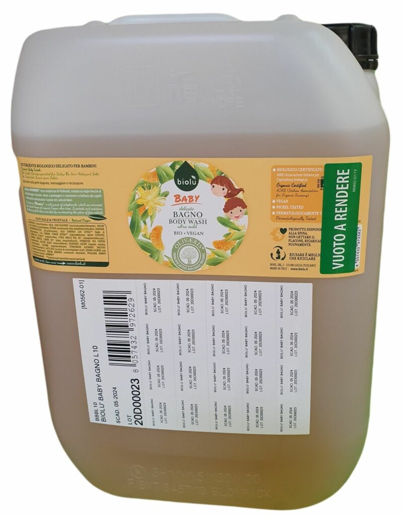 Biolu Gel de dus ecologic cu ulei de mandarin pentru copii 10L