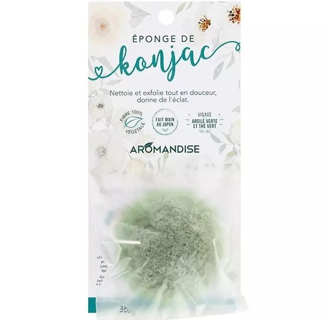Burete natural Konjac cu argila verde si ceai verde