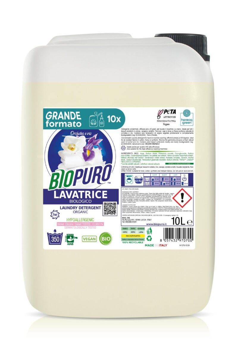 Detergent pentru rufe albe si colorate cu iris si orhidee hipoalergen ecologic 10l Biopuro Detergent pentru rufe albe si colorate cu iris si orhidee hipoalergen ecologic 10l Biopuro