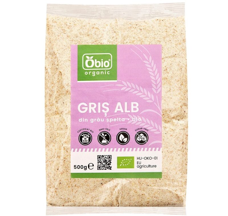 Gris alb din grau spelta bio 500g OBIO Gris alb din grau spelta bio 500g OBIO