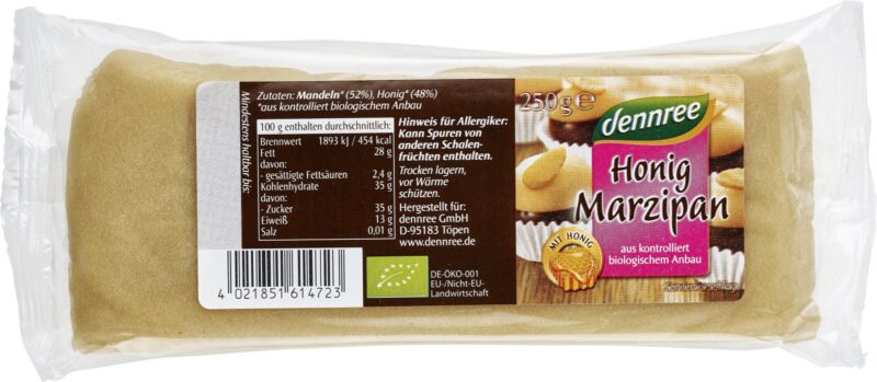 Martipan cu miere bio 250g Dennree Martipan cu miere bio 250g Dennree