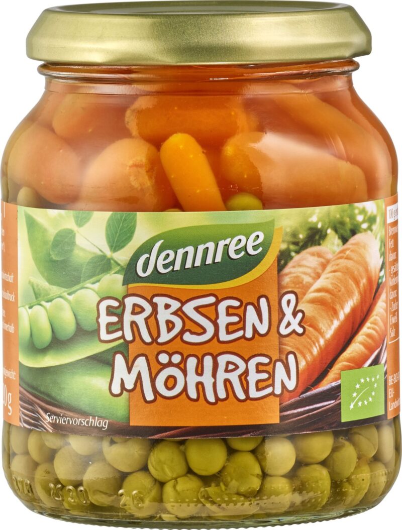 Mazare si morcovi la borcan bio 350g Dennree Mazare si morcovi la borcan bio 350g Dennree
