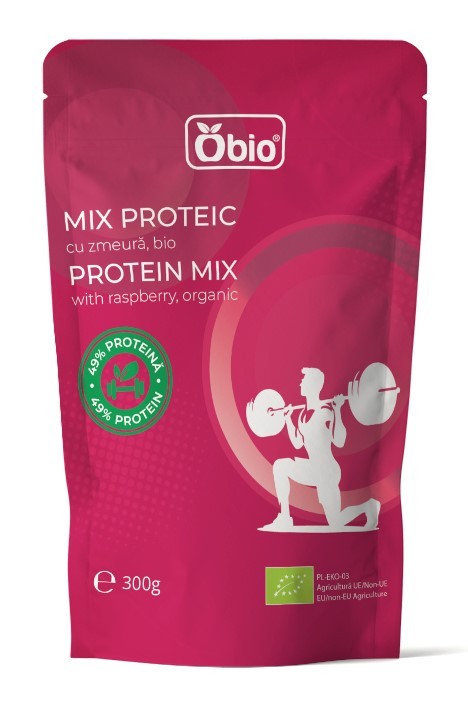 Mix proteic cu zmeura bio 300g Obio Mix proteic cu zmeura bio 300g Obio