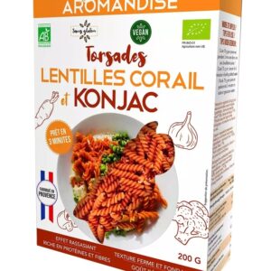 Paste fusilli din linte coral si konjac bio