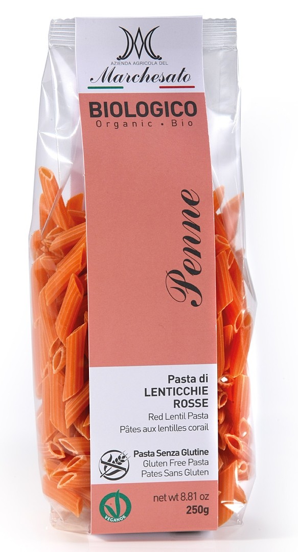 Penne din linte rosie bio fara gluten 250g Marchesato Penne din linte rosie bio fara gluten 250g Marchesato