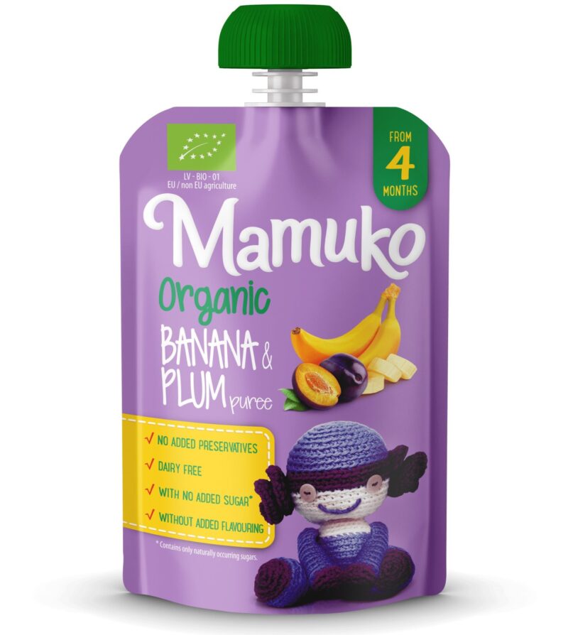 Piure de banane si prune bio 100g Mamuko Piure de banane si prune bio 100g Mamuko