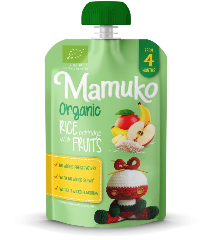 Porridge de orez cu fructe bio 100g Mamuko Porridge de orez cu fructe bio 100g Mamuko