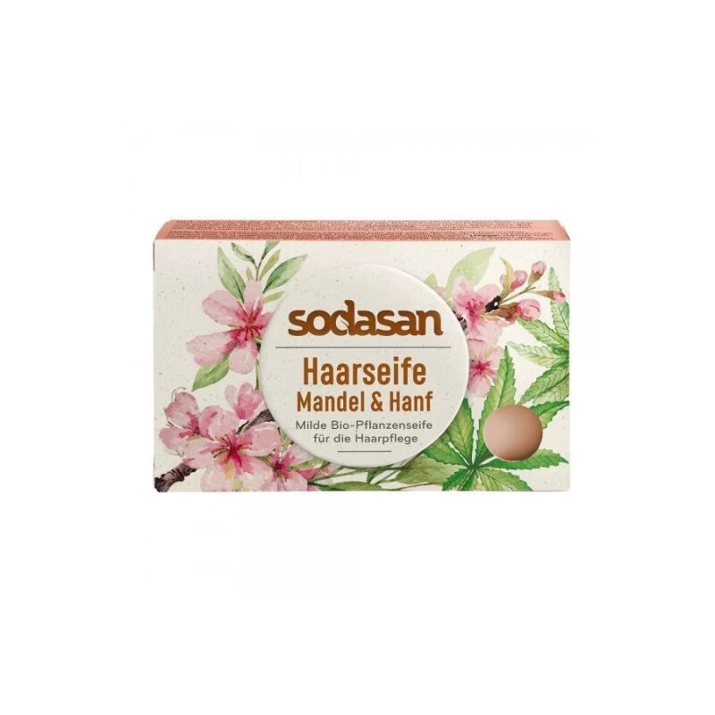 Sampon solid pentru par cu migdale si canepa 100 gr Sodasan Sampon solid pentru par cu migdale si canepa 100 gr Sodasan