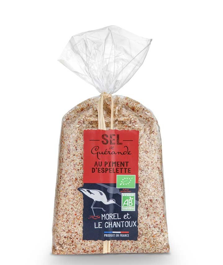 Sare de mare cu ardei iute Espelette bio 250g Morel et Le Chantoux Sare de mare cu ardei iute Espelette bio 250g Morel et Le Chantoux