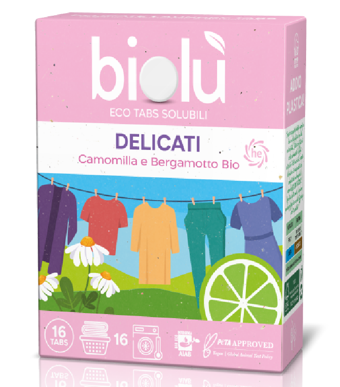 Tablete pentru masina de spalat rufe delicate cu musetel si bergamota ecologice 16 bucati 38g Biolu Tablete pentru masina de spalat rufe delicate cu musetel si bergamota ecologice 16 bucati 38g Biolu