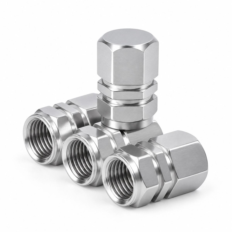 Set 4 Capace Hexagonale Decorative pentru Valva Auto Set 4 Capace Hexagonale Decorative pentru Valva Auto
